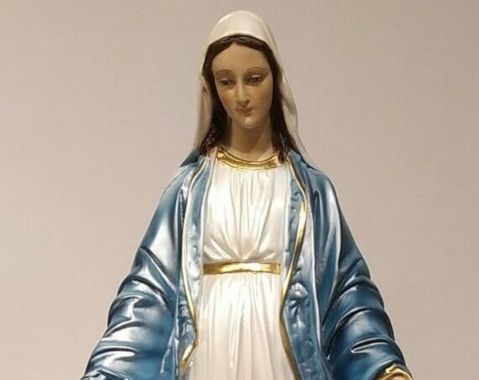 Statue of the Miraculous Madonna cm 46 (18.11 inches) in resin with pearl decoration, handcrafted in Italy