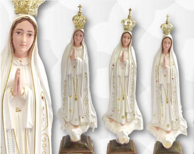 Statue of Our Lady of Fatima in glass resin, hand-decorated, handcrafted