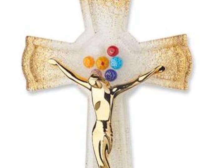 Crucifix made of Murano glass, handcrafted in Italy, various sizes available