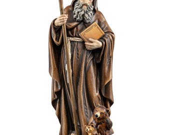 Statue of Saint Romedius carved in Valgardena wood and hand-decorated, Italian artisan production, various sizes and decorations.