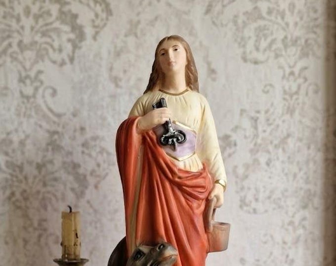 Statue of Saint Martha 30 cm (11.81 inches) in marble resin full decorated by hand, Italian artisan production