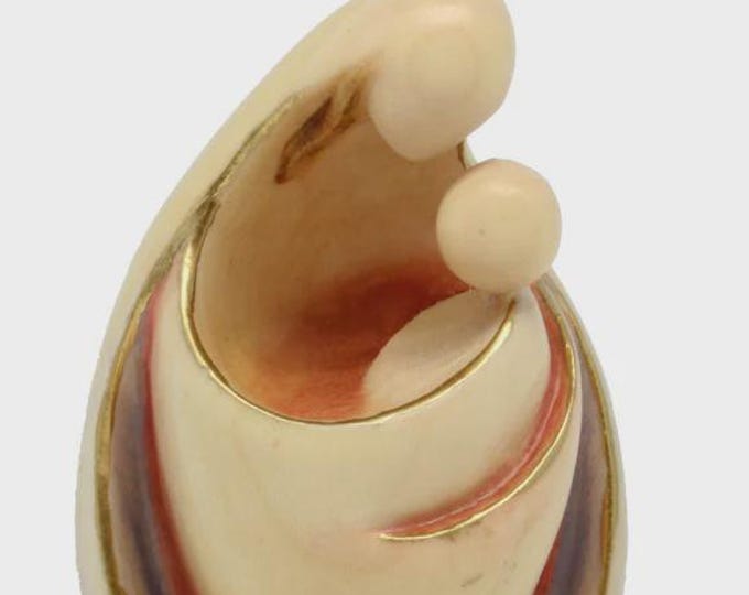 Statua Madonna con bambino moderna scolpita in legno della Valgardena decorata a mano produzione artigianale italiana varie misure