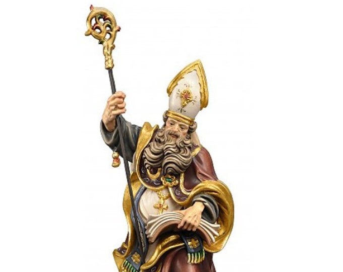Statue of San Cristiano carved in Valgardena wood and decorated by hand, of Italian artisan production