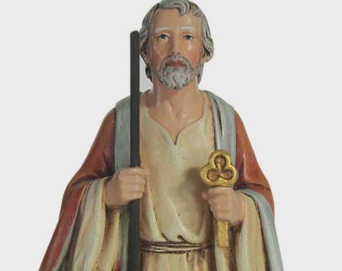 Statue of Saint Peter in Valgardena wood pulp, hand-decorated, Italian artisan production, various sizes available