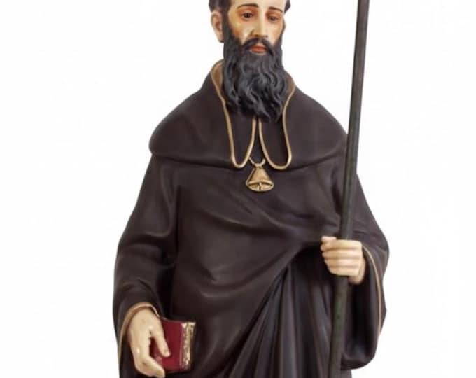 Statue of Saint Anthony the Abbot 83 x 31 cm (32.67 x 12.20 inches) hand-decorated resin artisanal production ideal for indoors and outdoors