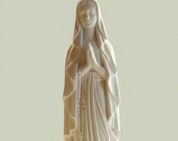 4 pieces Madonna Lourdes statue 31 cm (12.20 inches) in white resin marble, handcrafted in Italy