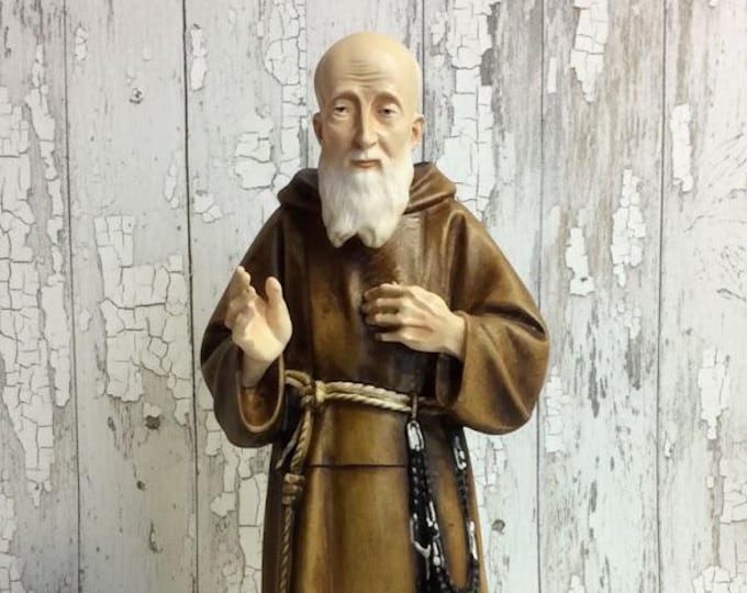 Statue of Saint Leopold Mandic 30 cm (11.81 inches) in marble resin hand-decorated, Italian artisan production