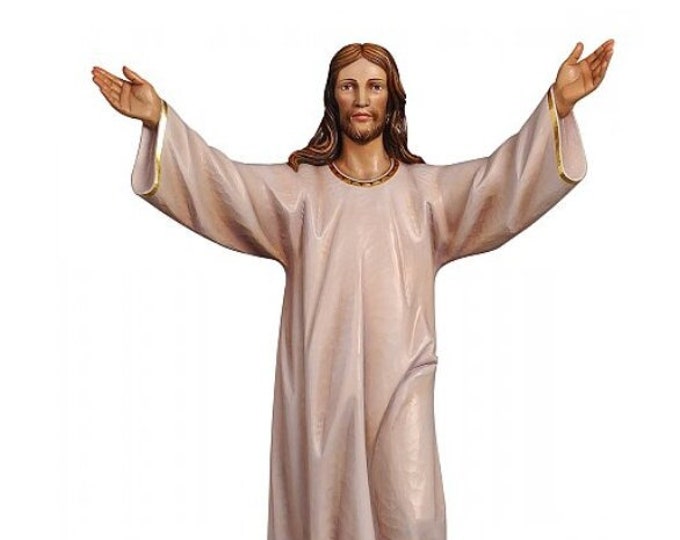 Statue of the Risen Jesus 100 cm (39.4 inches), carved in Valgardena wood and hand-decorated, of Italian artisan production