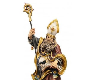 Statue of Saint Benedict of Nursia carved in Valgardena wood and hand-decorated, of Italian artisan production