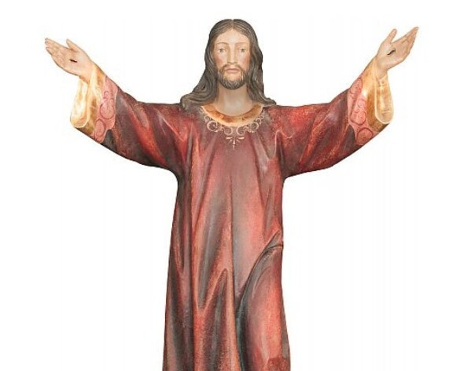 Statue of the Risen Jesus 100 cm (39.4 inches), carved in Valgardena wood and hand-decorated, of Italian artisan production
