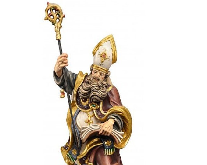 Statue of San Caio Papa carved in Valgardena wood and decorated by hand, of Italian artisan production