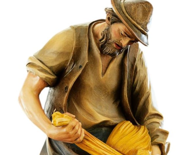 Statue of Saint Isidore carved in Valgardena wood, hand-decorated, Italian artisan production, various sizes.