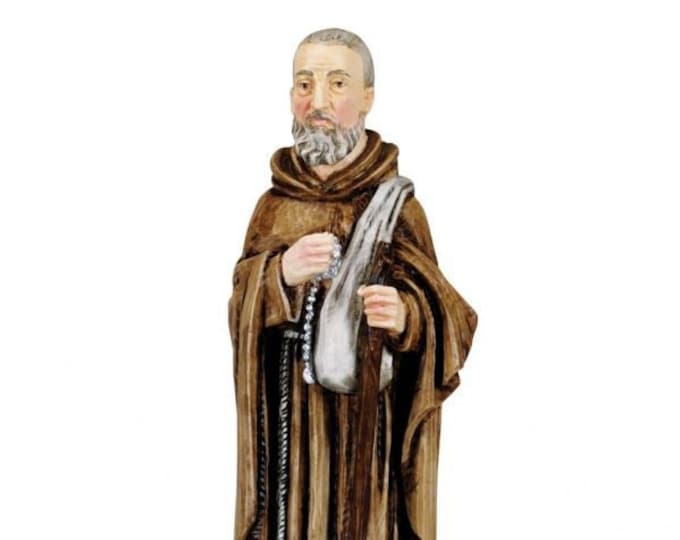 Statue of Saint Ignatius cm 25 (9,84 inches) in hand-decorated marble and resin of Italian artisan production