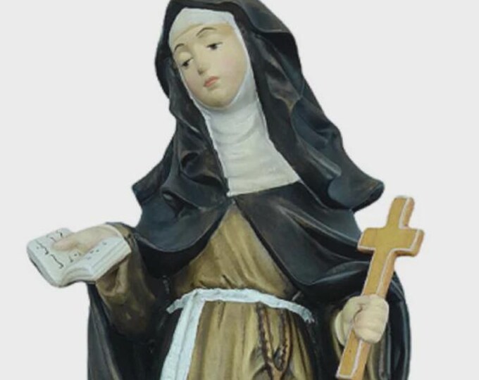 Statue of Sister Angela Merici carved in Valgardena wood and hand-decorated, Italian artisan production, various sizes