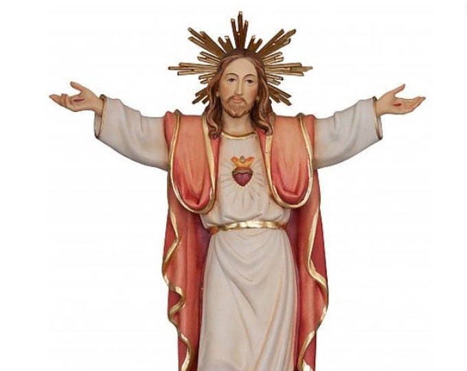Statue of the Risen Jesus Christ to hang, carved in Valgardena wood, hand decorated, Italian production