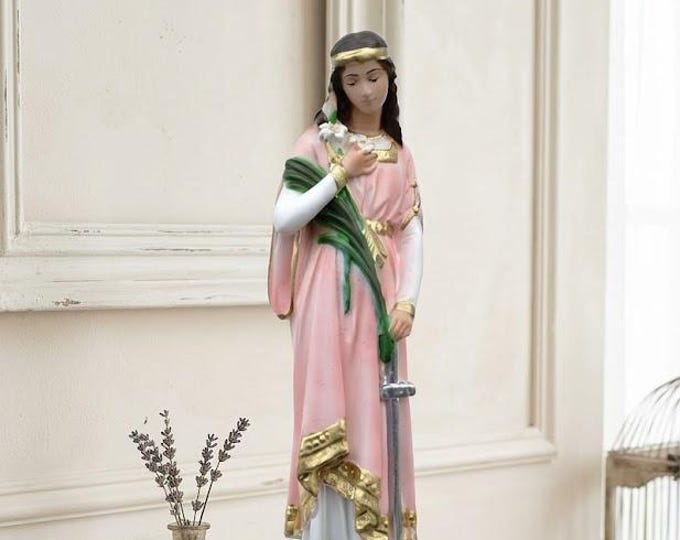 Statue of Saint Philomena 30 cm (11.81 inches) in hand-decorated resin, Italian artisan production
