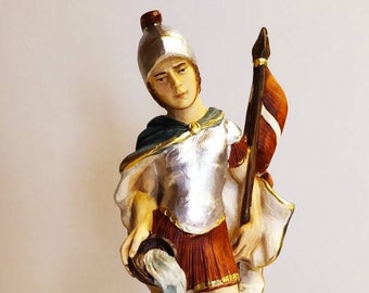 Statue of St. Florian cm 25 (9,84 inches) in hand-decorated resin marble of Italian craftsmanship