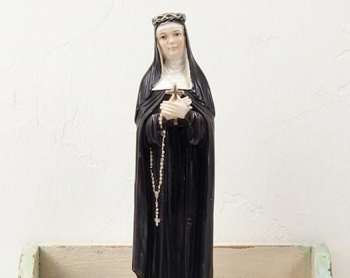 Statue of Saint Rita of Cascia, 19 cm (7.48 inch), made of alabaster powder, hand-decorated, artisanal production, made in Italy