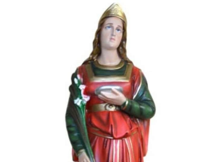 Saint Lucia statue cm 65 (25,59 inches) in hand-decorated resin, painted or glass eyes, of Italian artisanal production
