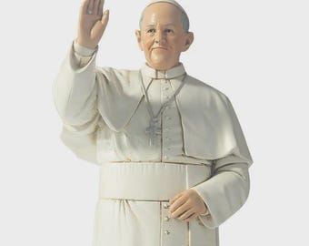 Statue of Pope Francis, Bergoglio 20 cm (7.87 inches) in Valgardena wood pulp, hand-decorated, Italian artisan production