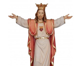 Hanging statue of the Risen Jesus Christ, carved from Valgardena wood, hand-decorated, made in Italy.