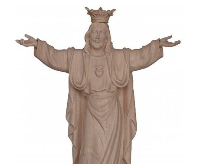 Statue of the Risen Jesus Christ to hang, carved in natural wood from Valgardena, Italian production