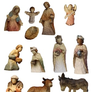 Complete nativity scene 14 pieces carved in Valgardena wood, decorated by hand, various sizes, Italian artisan production