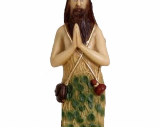 Statue of Saint Onofrio 32.5 x 9.5 cm (12.79 x 3.74 inches) in hand-decorated resin, artisanal production, ideal for indoors and outdoors