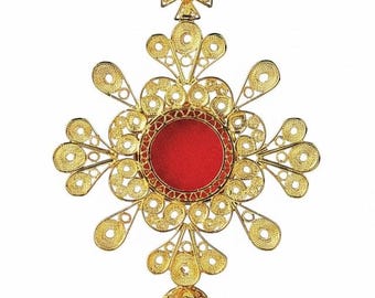 Reliquary in 800‰ silver filigree, 12 cm (4.72 inches), handcrafted in Italy