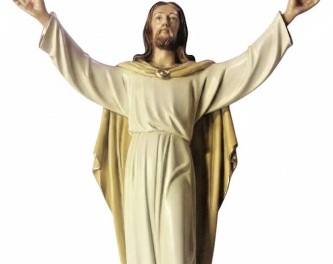 Statue of the Risen Jesus Christ 58 x 42 (22.83 x 16.53 inches) in hand-decorated resin marble, artisanal production