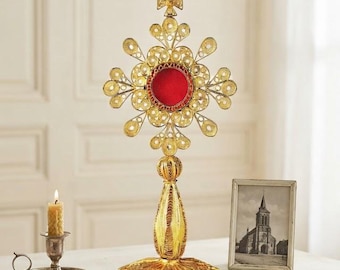 Reliquary in 800‰ silver filigree, 12 cm (4.72 inches), handcrafted in Italy