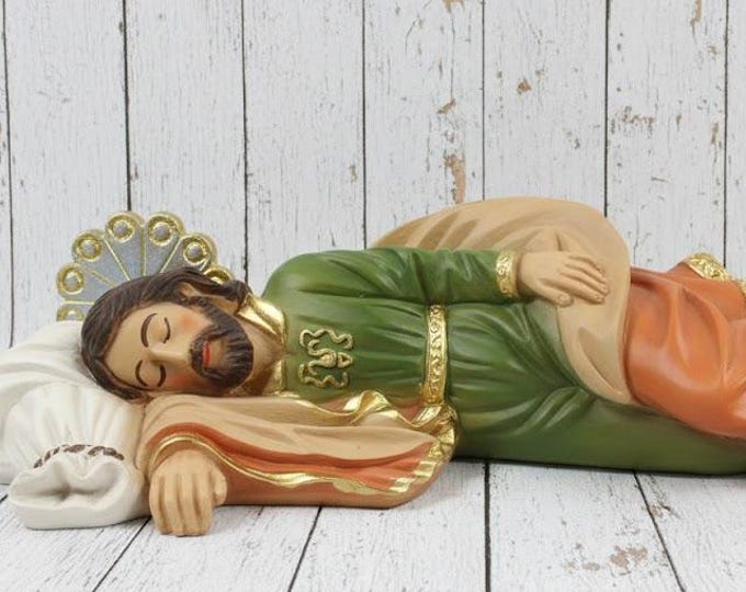 Statue of St. Joseph sleeping by Pope Francis in marble and resin, hand-decorated, Italian artisan production, various sizes