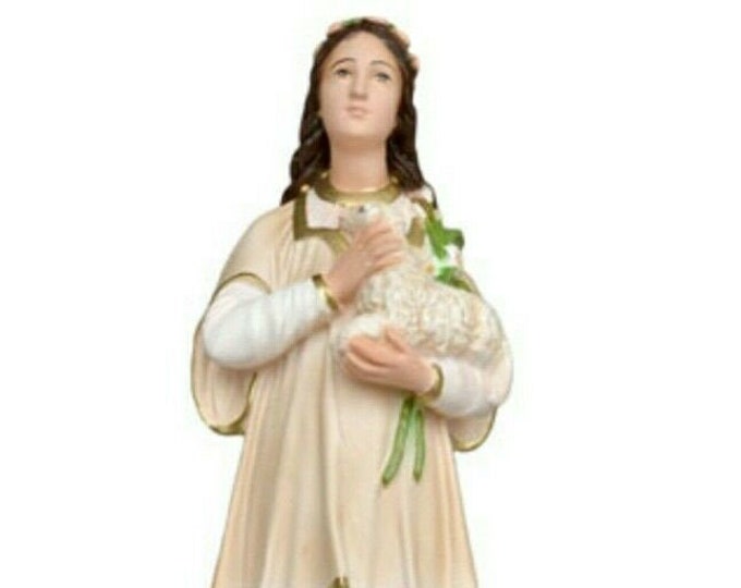 Statue of Saint Agnes 40 cm (15.74 inches) in hand-decorated resin, Italian artisan production