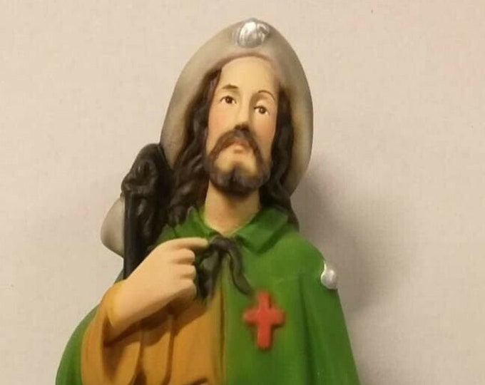 Statue of San Rocco cm 30 (11.81 inches) in marble resin hand decorated of Italian artisan production