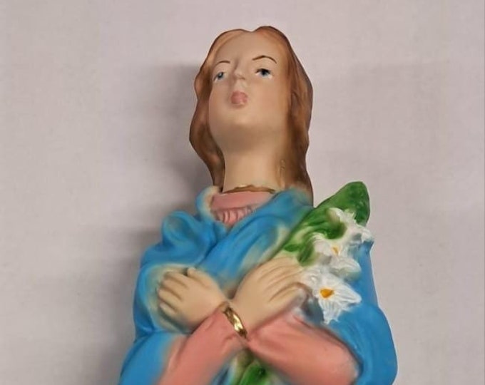 Statue of Santa Maria Goretti cm 30 (11.81 inches) in marble resin full decorated by hand of Italian artisan production