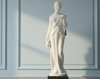 Classical sculpture "Roman Vestal Hebe" made of alabaster powder, marble base, 65 cm (25.59 inches) Made in Italy