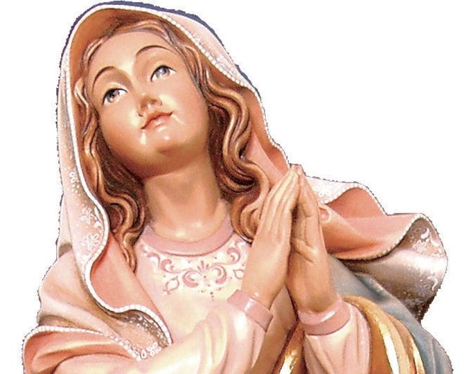 Statue of Santa Rosalia carved in wood from Valgardena and decorated by hand of Italian artisan production
