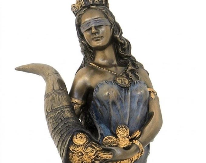 Scultura classica Dea della Fortuna, cm 29 (11,41 inches) in marmo resina bronzata, artigianale, made in Italy