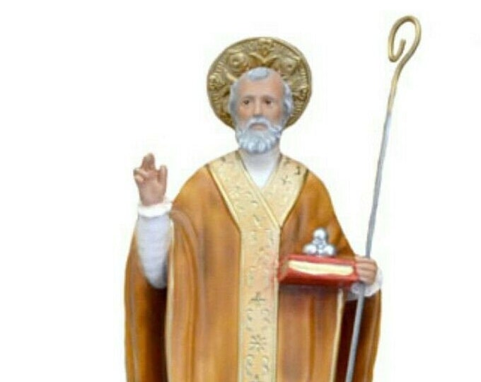 Statue of Saint Nicholas of Bari cm 42 (16.53 inches) in marble resin hand decorated, Italian artisan production