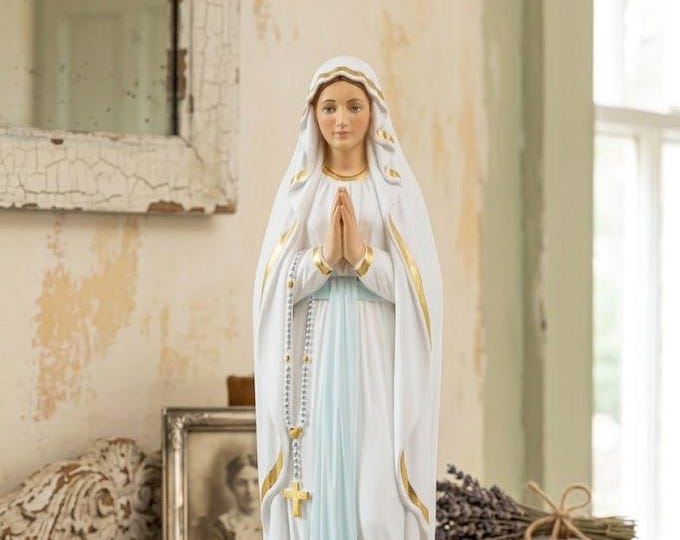 Statue of Our Lady of Lourdes 40 cm (15.74 inches) in marble resin hand decorated, Italian artisan production