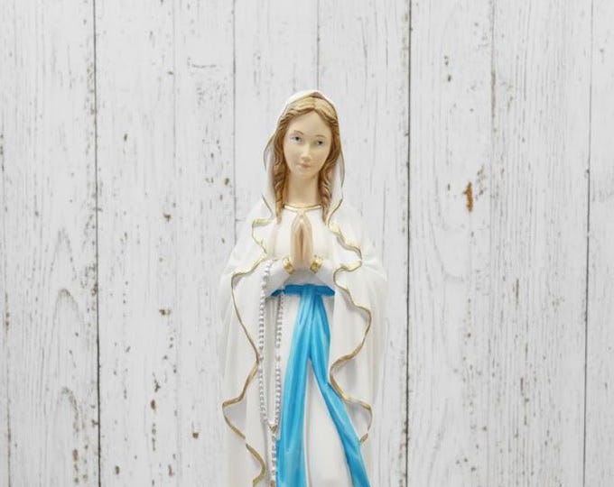 Statue of Our Lady of Lourdes 60 cm (23.62 inches) in hand-decorated marble resin, Italian artisan production