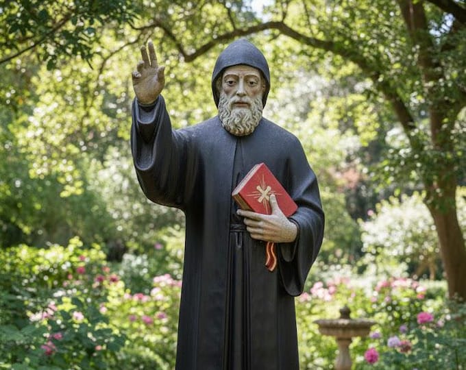 Statue of Saint Charbel Makhluf 160 cm (63 inches) in hand-decorated resin, Italian artisan production