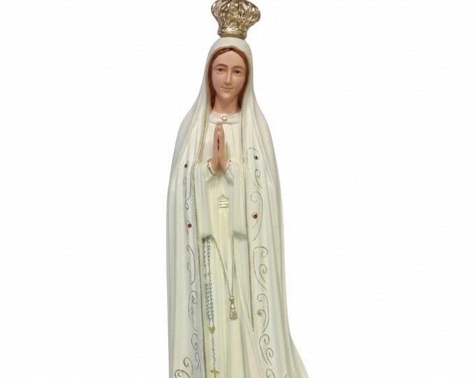 Statue of Our Lady of Fatima 61 cm (24.01 inches) in hand-decorated glass resin, artisanal production