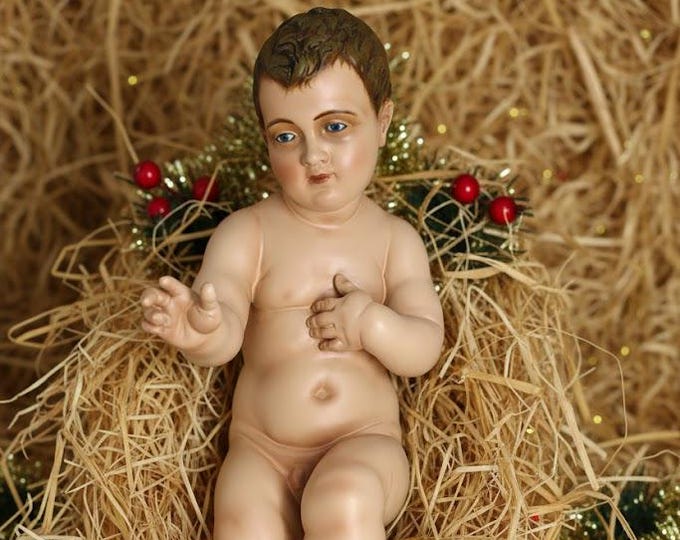 Statue of Baby Jesus blessing in resin 40 cm (15.74 inches), hand decorated, artisanal production, ideal for outdoor and indoor use.