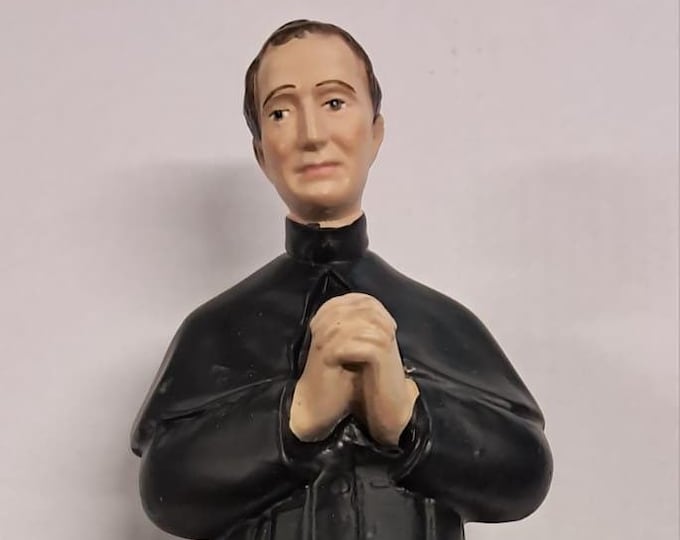 Statue of Saint John Bosco cm 30 (11.81 inches) in marble resin hand decorated, Italian artisan production