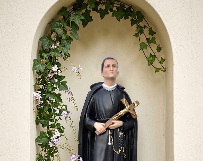 Statue of Saint Gerard 60 cm (23.62 inches) in hand-decorated marble resin, painted or glass eyes, handcrafted in Italy