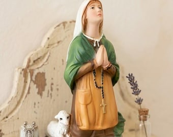 Statua di Santa Bernadette di Soubirous cm 17 x 10 (6,7 x 3,9 inches) in marmo resina decorata a mano di produzione artigianale italiana