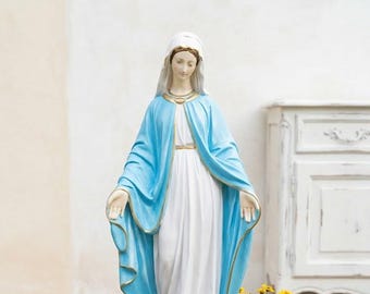 両手を組んだ聖母マリアの樹脂像、高さ60cm。祈りを捧げる聖母。23.62