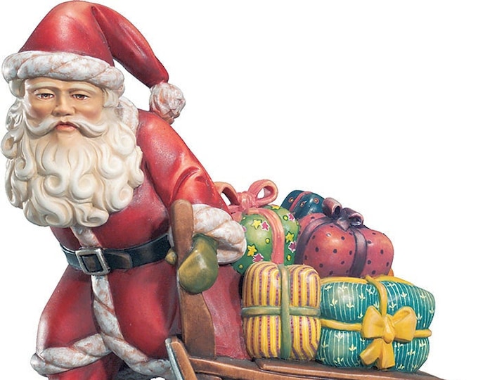 Sculpture of Santa Claus carved in wood from Valgardena and decorated by hand of Italian artisan production