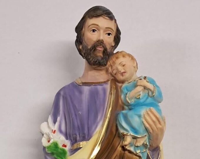 Statue of Saint Joseph cm 30 (11.81 inches) in marble resin full decorated by hand of Italian artisan production